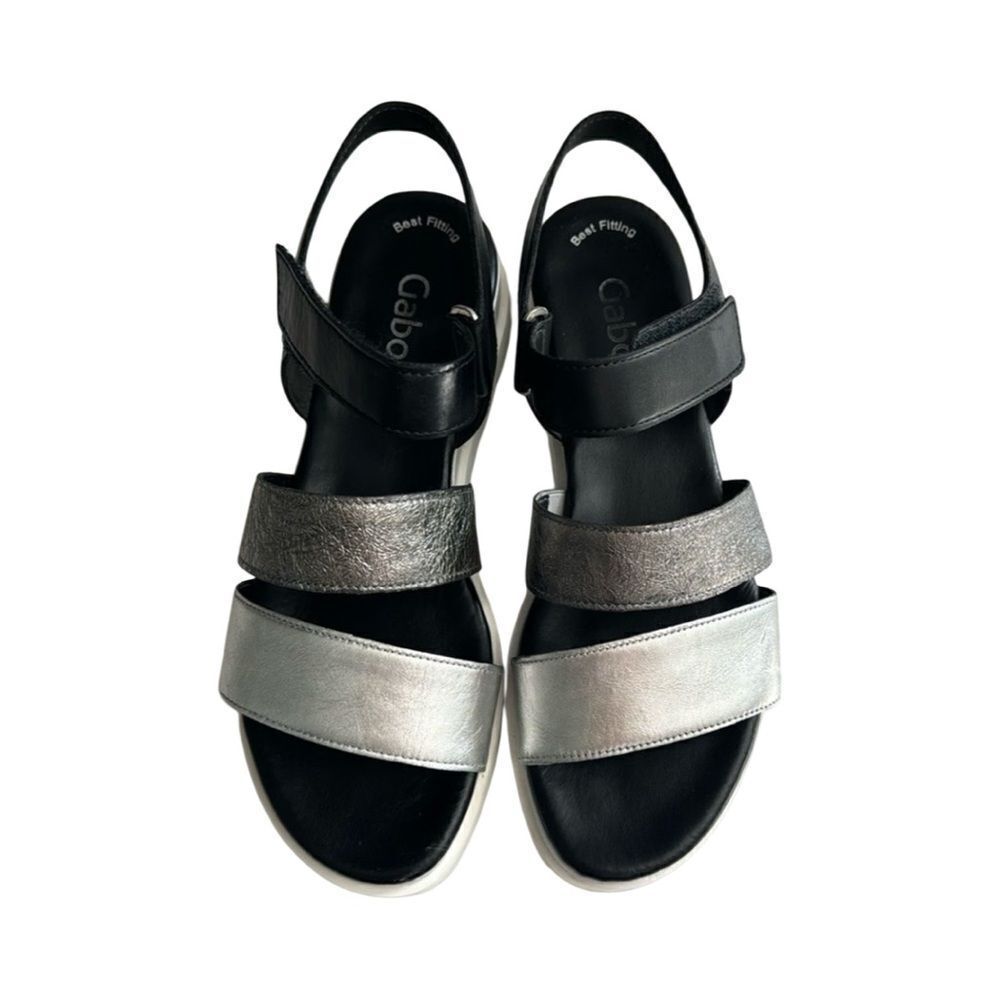GABOR CROSSOVER VELCRO WEDGE SANDALS.